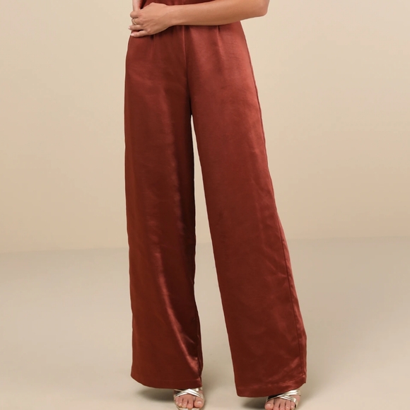 Lulu's Satin Rust Trouser Large - Picture 1 of 16